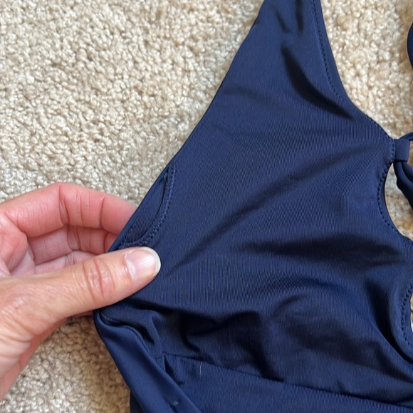 Aerie Maillot De Bain Navy Lace Up Deep Plunge Front One Piece Swimsuit   Size S - Picture 8 of 9